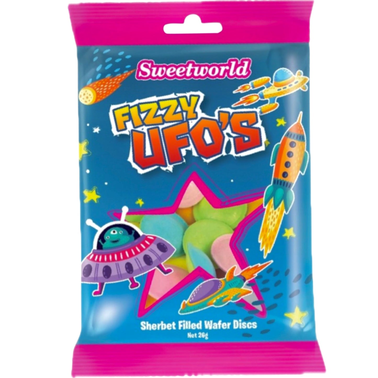 Fizzy UFO’S sherbet filled discs 26g