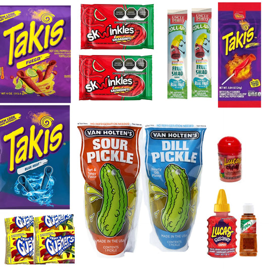 Mega Chamoy Takis Fruit Gushers Sour and Dill Pickles Bundle