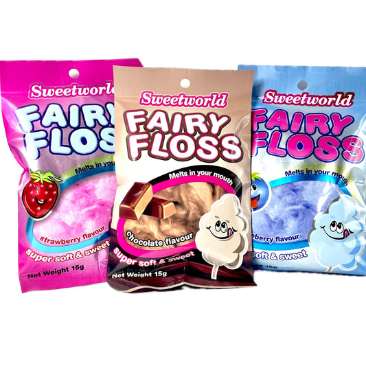 Fairy Floss Bundle Strawberry Chocolate Blueberry 15g