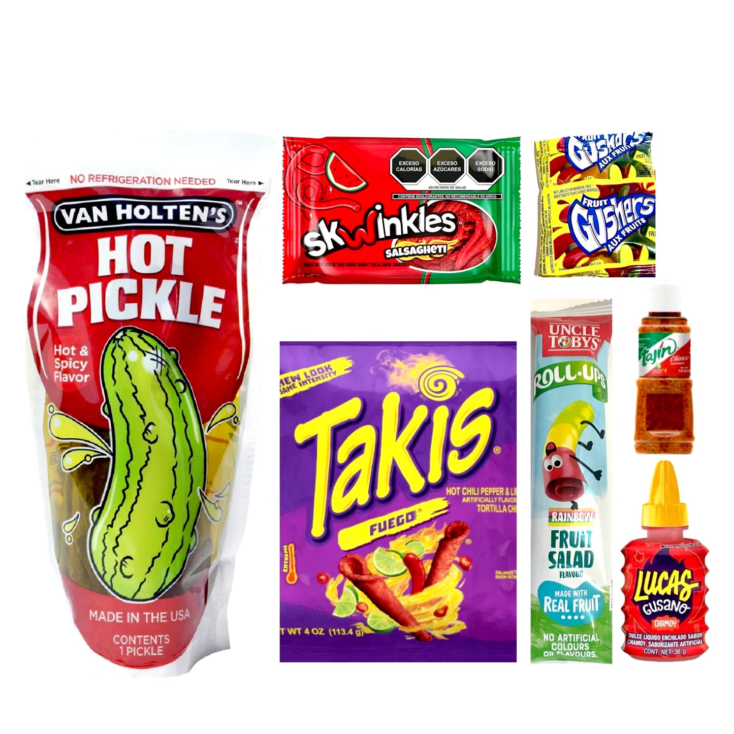 Chamoy Pickle with Takis And Fruit Gushers Kit Gift Box