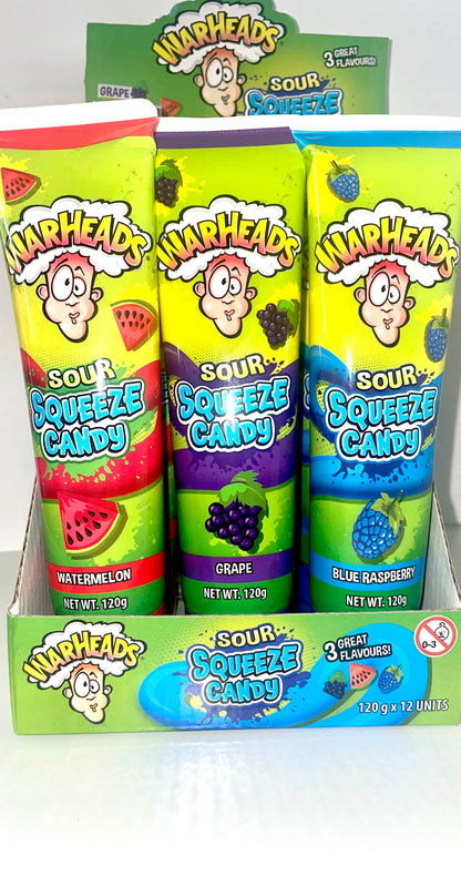 Warheads Sour Squeeze Candy 120g Watermelon Grape Blue Raspberry