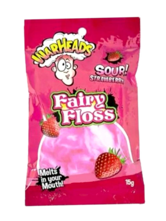 Warheads Strawberry Sour Fairy Floss 15g best before 12th March 2025